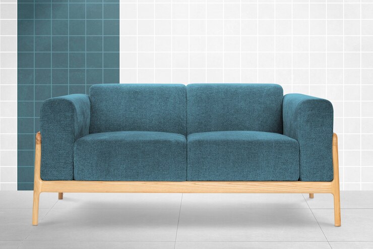 Foto gratuito moderno divano blu mobili per il soggiorno