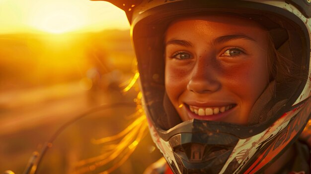 Motociclista di terra che partecipa a gare e circuiti per l'emozione dell'avventura con la motocicletta