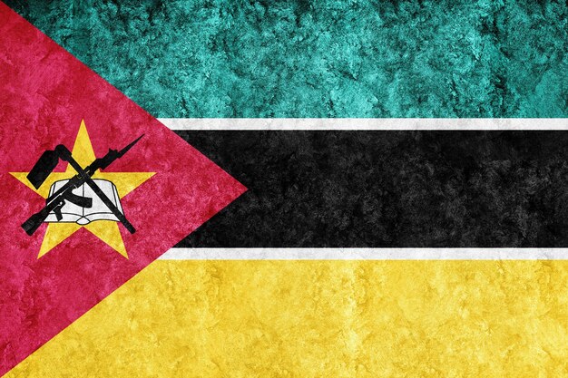 Mozambico bandiera metallica, bandiera strutturata, bandiera grunge