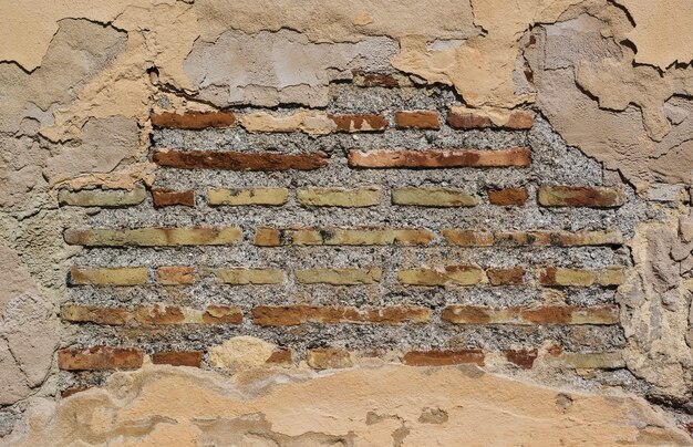 Muro di mattoni vecchio e alterato