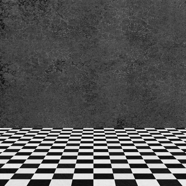 muro grigio e pavimento a scacchi