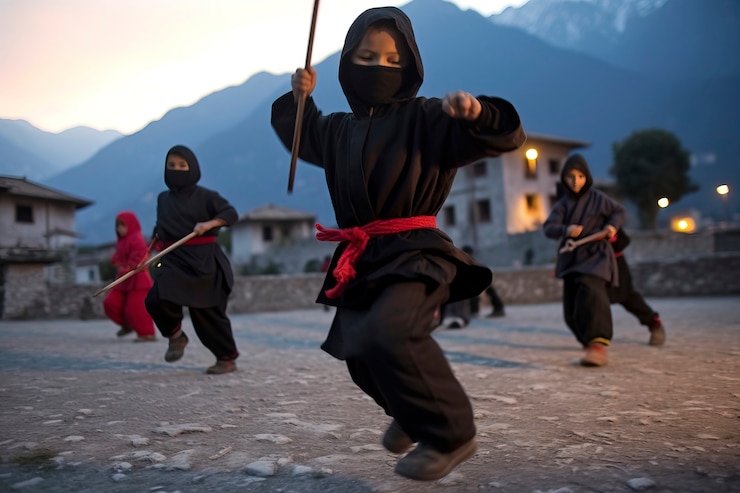 Foto gratuito naruto ninja in stile oscuro