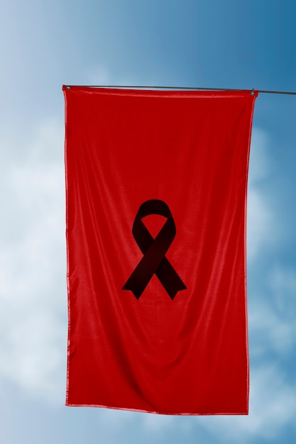 Nastro nero da lutto con bandiera rossa