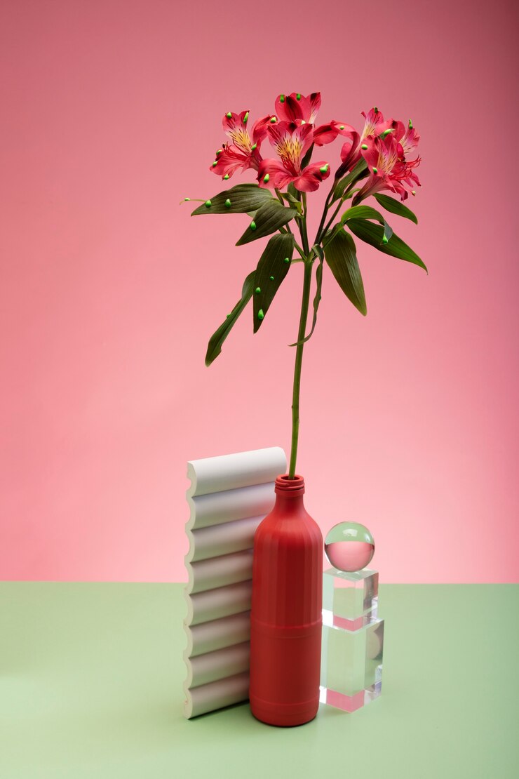 Foto gratuito natura morta con foglie e fiori colorati