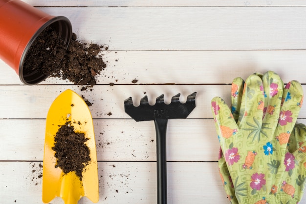 Natura morta con oggetti da giardinaggio