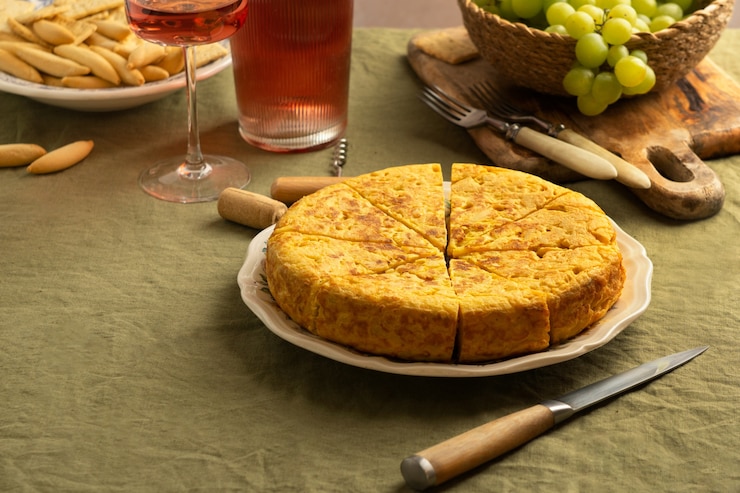 Foto gratuito natura morta di tortilla spagnola di patate