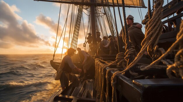 Nave pirata che naviga sul mare