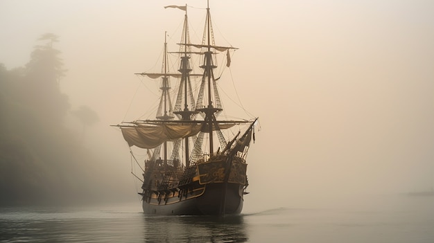 Nave pirata che naviga sul mare