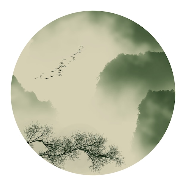 Nebbia cinese nuvole paesaggio grafica
