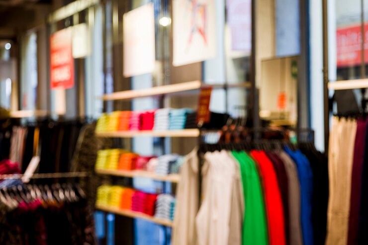 Foto gratuito negozio di abbigliamento con efecto sfocato