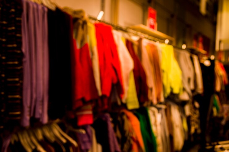 Foto gratuito negozio di abbigliamento con effetto sfocato