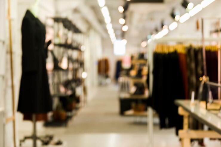 Foto gratuito negozio di abbigliamento con effetto sfocato