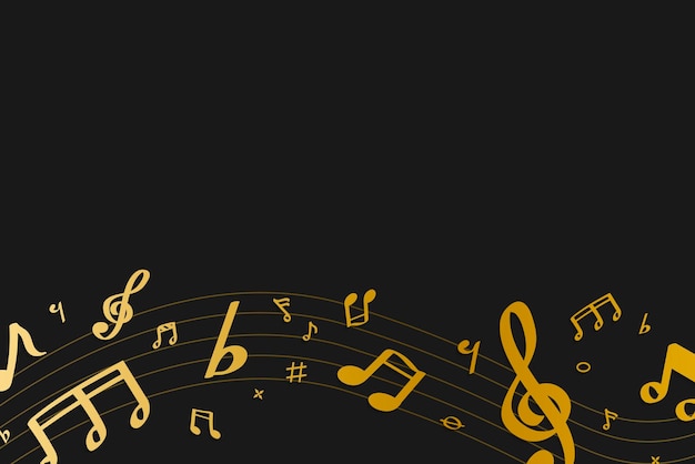 Note musicali gialle su sfondo nero