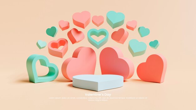 Numero 14 per san valentino con cuori 3d