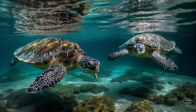 Nuotare con le tartarughe marine in via di estinzione a Maui generato dall'intelligenza artificiale