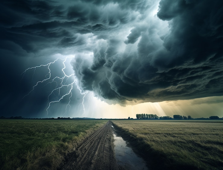 Foto gratuito nuvole e tempeste in stile fotorealistico