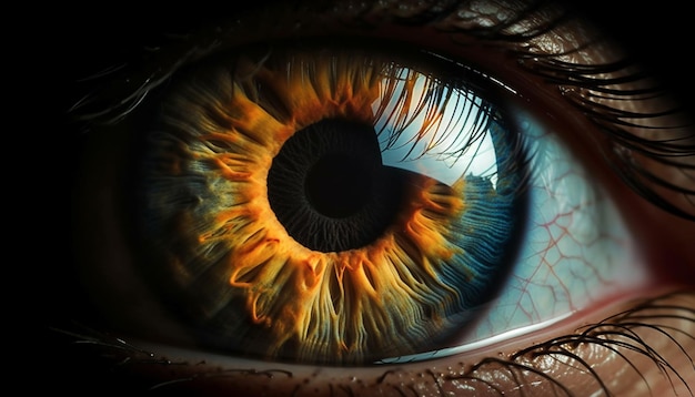 Occhi azzurri che fissano da vicino e personali generati dall'intelligenza artificiale