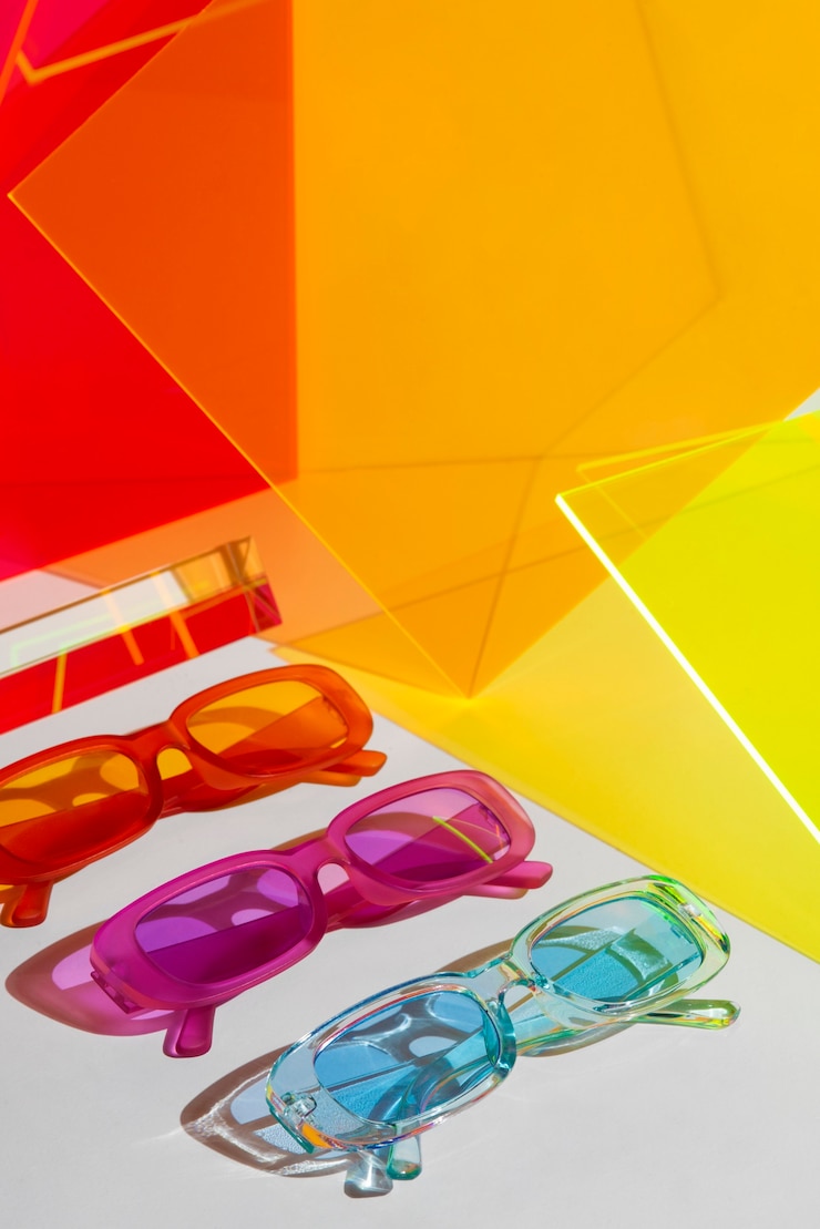 Foto gratuito occhiali da sole trasparenti colorati ancora in vita