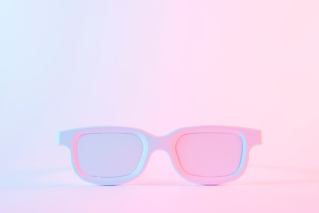 Occhiali da vista bianchi dipinti su sfondo rosa