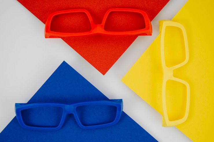 Foto gratuito occhiali per bambini colorati su sfondo