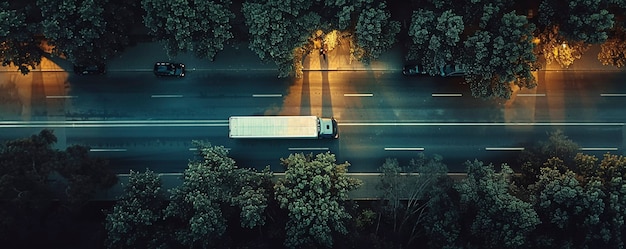 Operazione di camion e logistica al tramonto