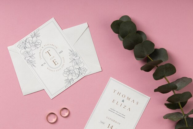 Organizzazione delle risorse per l'organizzatore di matrimoni flat lay