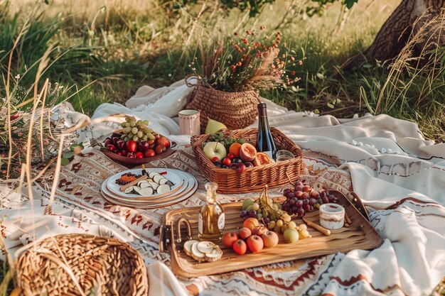 Organizzazione di un picnic con cibo delizioso