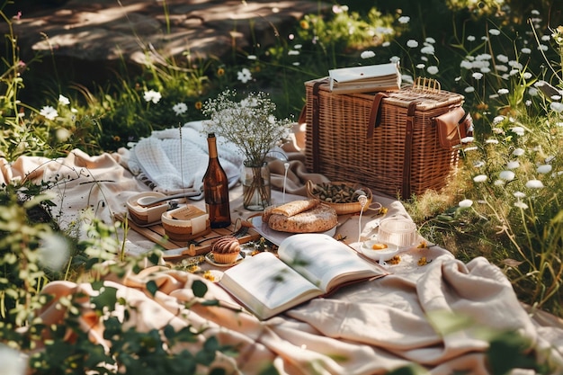 Organizzazione di un picnic con cibo delizioso
