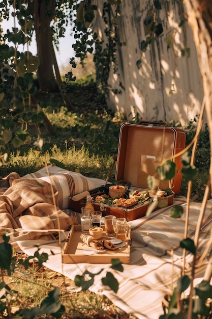 Organizzazione di un picnic con cibo delizioso