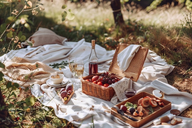 Organizzazione di un picnic con cibo delizioso