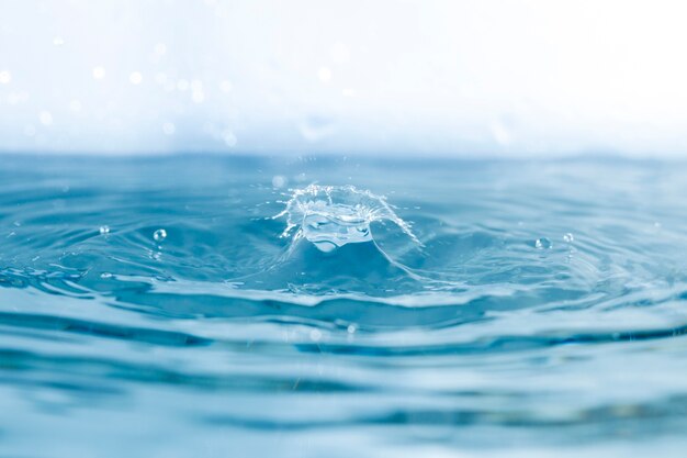 Ottima vista della superficie dell'acqua con goccia