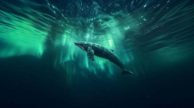 Paesaggio dell'Aurora boreale sopra il mare