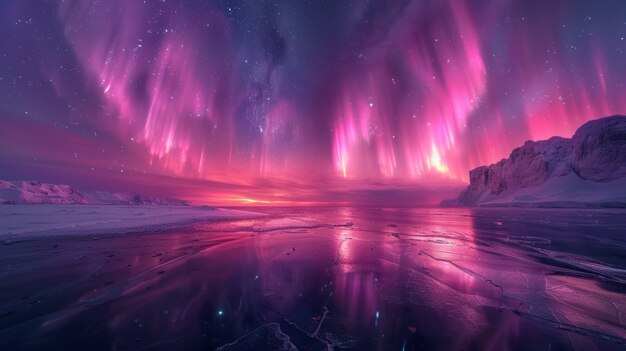 Paesaggio dell'Aurora boreale sopra il mare