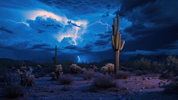 Paesaggio desertico con specie di cactus e piante