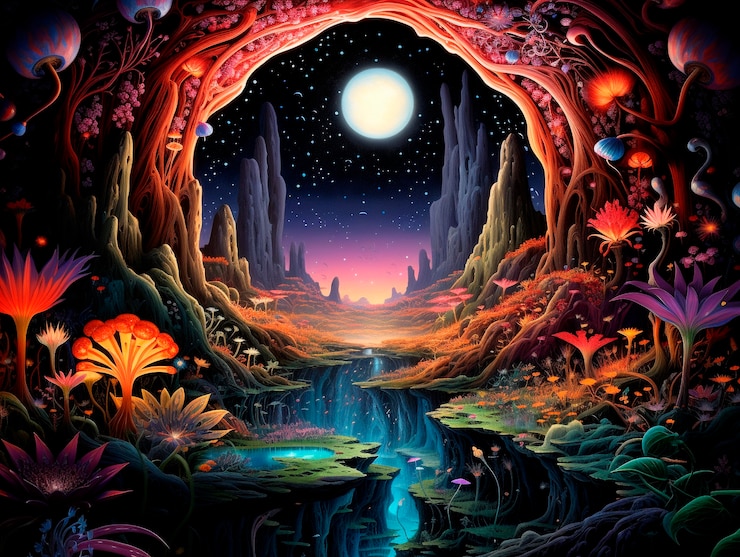 Foto gratuito paesaggio di buchi infiniti di fantasia