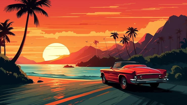 Foto gratuito paesaggio di isole tropicali dei cartoni animati