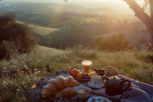 Paesaggio di picnic all'aperto in estate