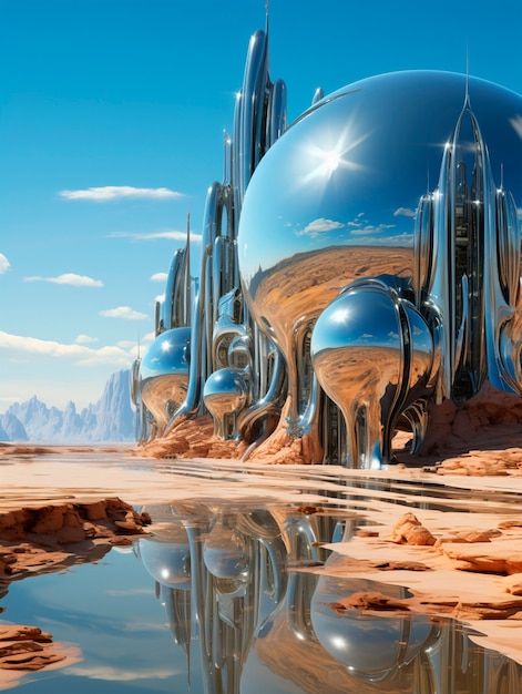 Paesaggio di scene fantasy futuristiche