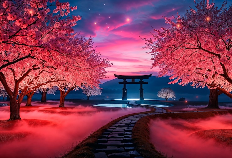 Foto gratuito paesaggio fantastico del giappone