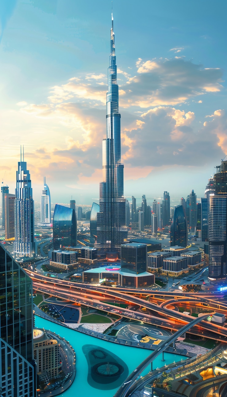 Foto gratuito paesaggio futuristico di dubai