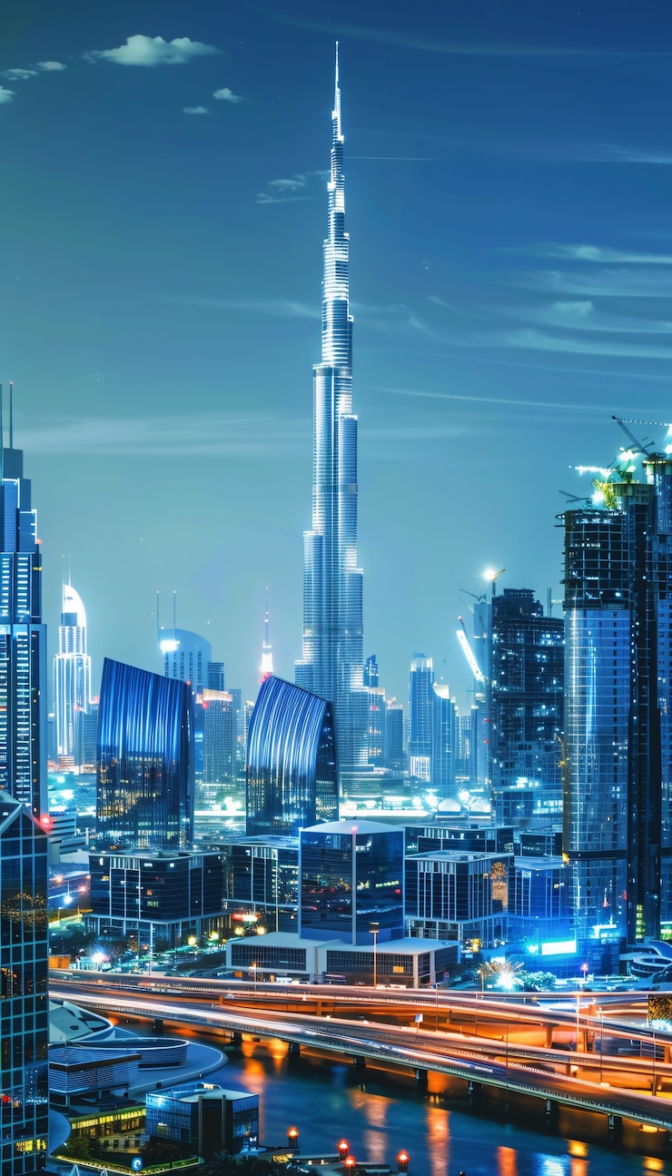 Foto gratuito paesaggio futuristico di dubai