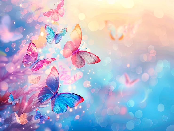 Foto gratuito paesaggio immaginario con farfalla