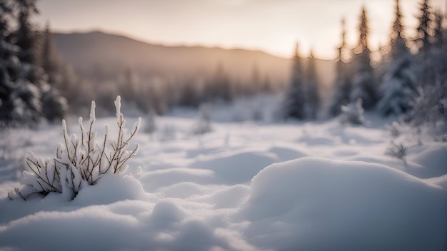 Paesaggio invernale con alberi coperti di neve nei Carpazi