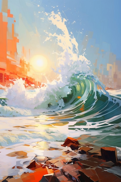 Paesaggio marino con stile d'arte digitale