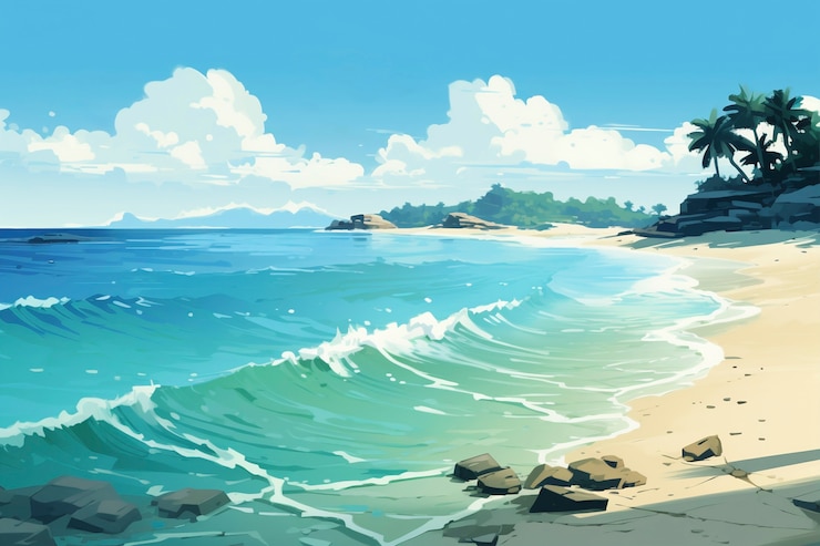 Foto gratuito paesaggio marino in stile arte digitale