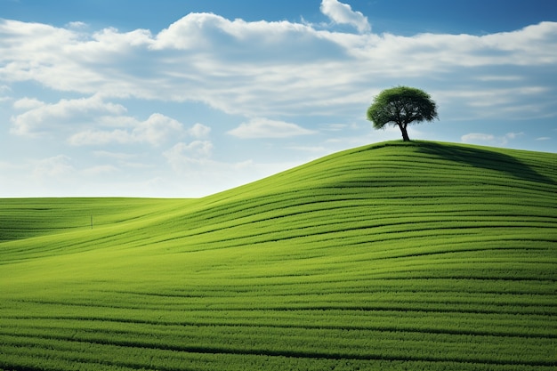 Paesaggio naturale con vista su alberi e campi