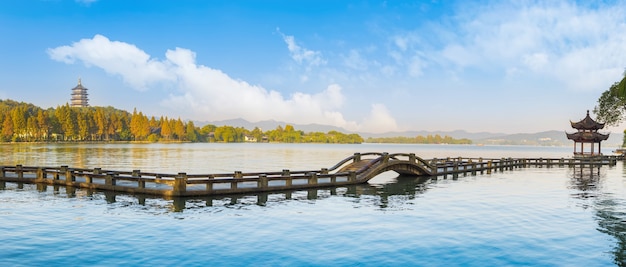 Paesaggio panoramico che porta stagno stagno