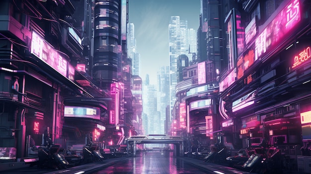 Paesaggio urbano cyberpunk