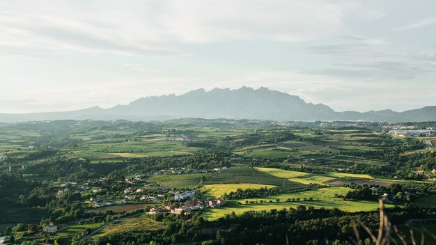 Paesaggio verde con la montagna