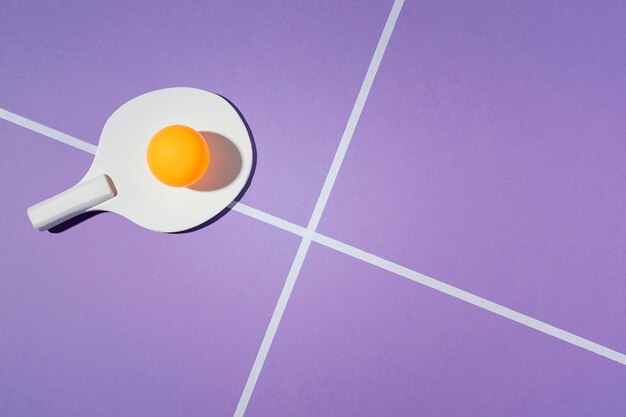 Pagaia di badminton su sfondo viola
